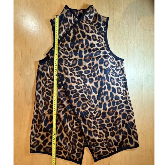 Sweet Lovely by Jen Leopard Print Open Front Waterfall Vest Women's Small - Picture 7 of 8